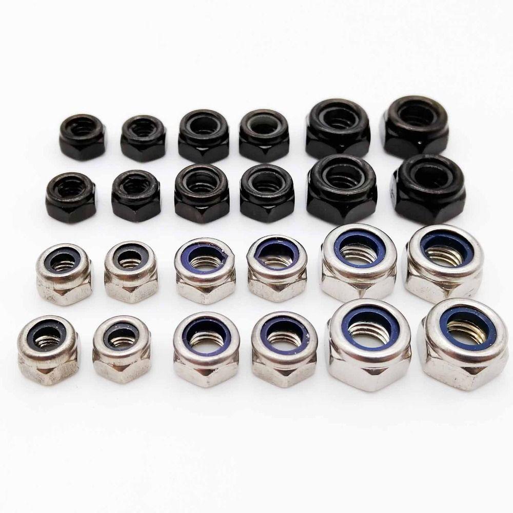 10pcs Hex Nylon Locknut 304 Stainless Steel Insert Lock Nut Durable Self-locking Nut Fastener