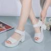 2023 Women's Summer Platform Sandals: Thick Heel, Peep Toe, Velcro Strap, Large Size, Roman Style