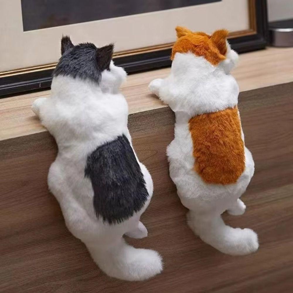 Furry Simulation Cat Hanging Ornament Realistic Fake Cat Model  for Desktop Decor