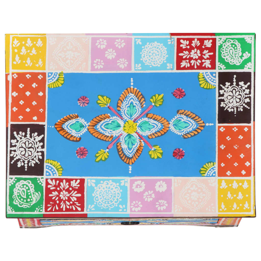 Hand Painted Nightstand 40 x 30 x 50 cm Solid Mango Wood