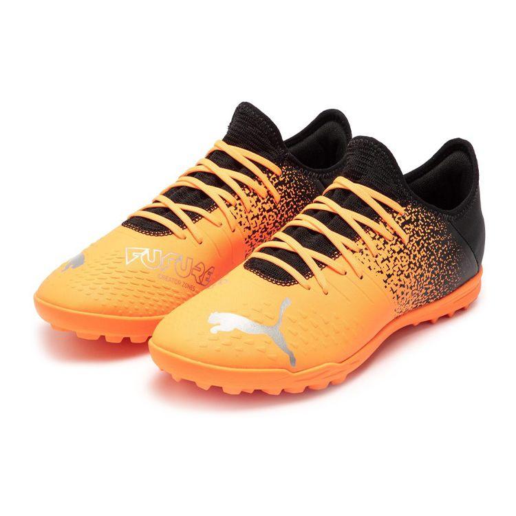 Puma Future Z 4.3 TT Круглый носок Шнуровка TF (Резиновые шипы) Футбольные бутсы для твердого грунта с искусственной травой Мужские футбольные бутсы Черные Оранжевые 106770-01