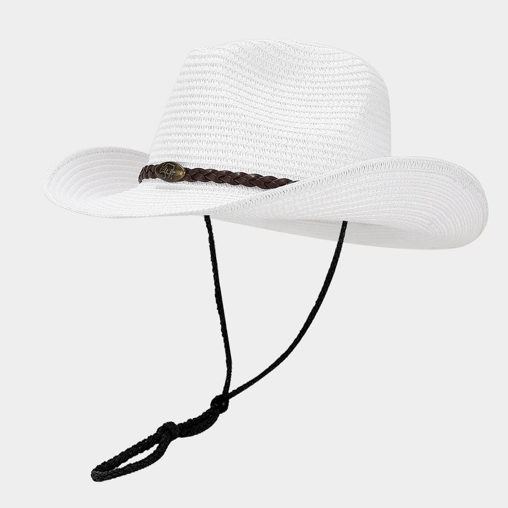 Outdoor Hat with Plastic Large Brim Sun Hat, Western Cowboy Style Straw Hat, Light and Easy To Carry, Suitable for Giving To Friends and Family