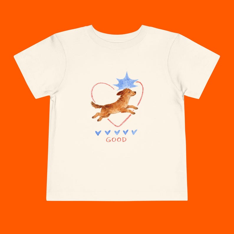 Jumping Golden Retriever Toddler Tee | Hand-Drawn Dog Illustration