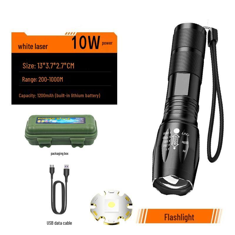 A100 Mini Rechargeable LED Flashlight with T6 Telescopic Zoom