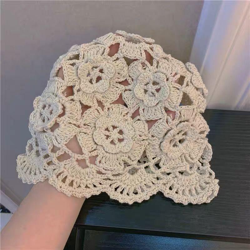 Женская ручная работа Весна Лето Корейский стиль Плетеная Тонкая Ажурная Дышащая Вязаная Модная Шерстяная Шляпа Арбузная корка Стильная Повязка на голову Шапка