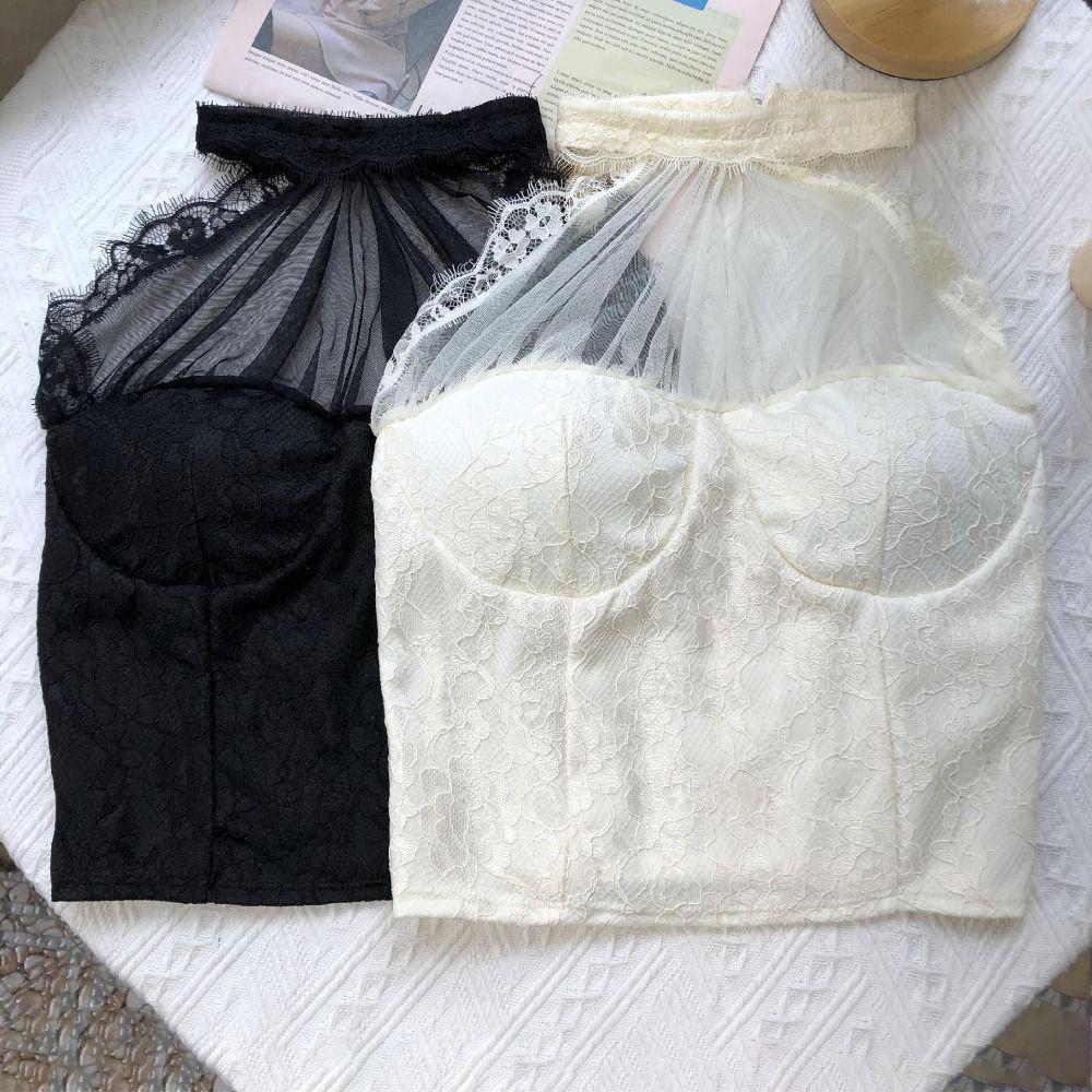 Slim Fit Lace Halter Corset Hollow Suspender Vest Spicy Girl Style Lace Camisole Ladies