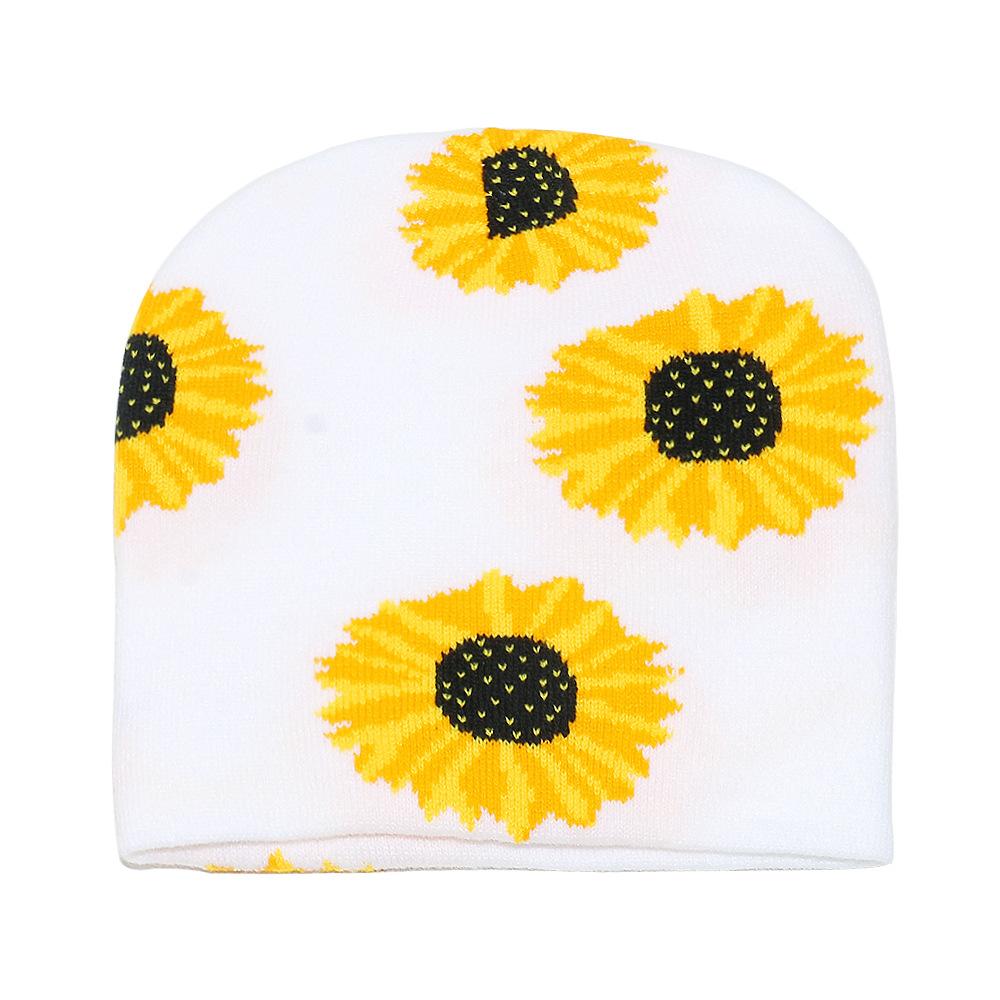 Beanie autumn and winter wool hat rose sunflower flower jacquard knitted hat pullover hat women