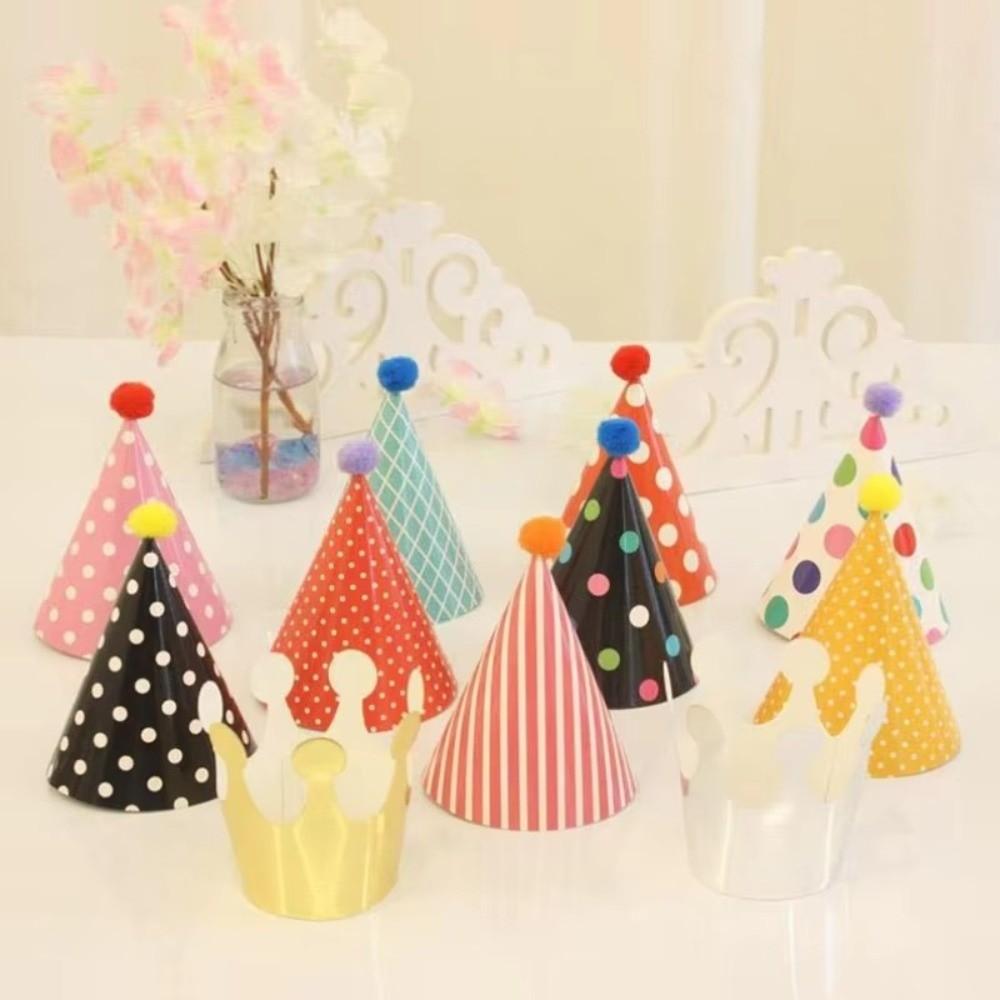 with Pom Poms Birthday Party Hats Colorful Birthday Crown Hat  Kids Birthday Party