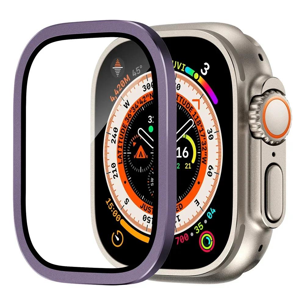 Защитное стекло для ремешка Apple Watch ultra 49 мм Закаленное стекло Анти-царапина Антиблик HD Полная пленка Металлический бампер iWatch Ultra 49 мм