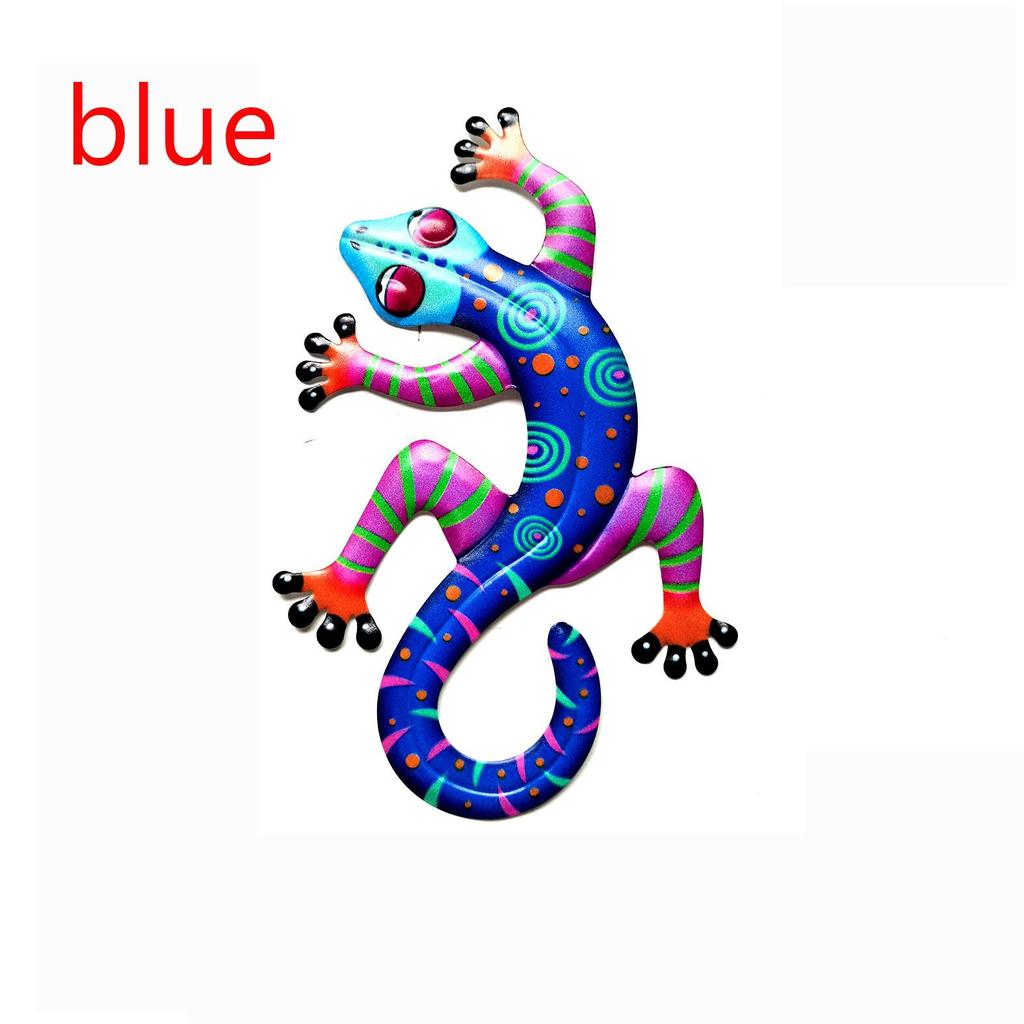 Iron Art Gecko Ornaments Wall Art Decoration Simulation Small Metal Gecko Lizard Sculptures Outdoor Home Garden Frnaments