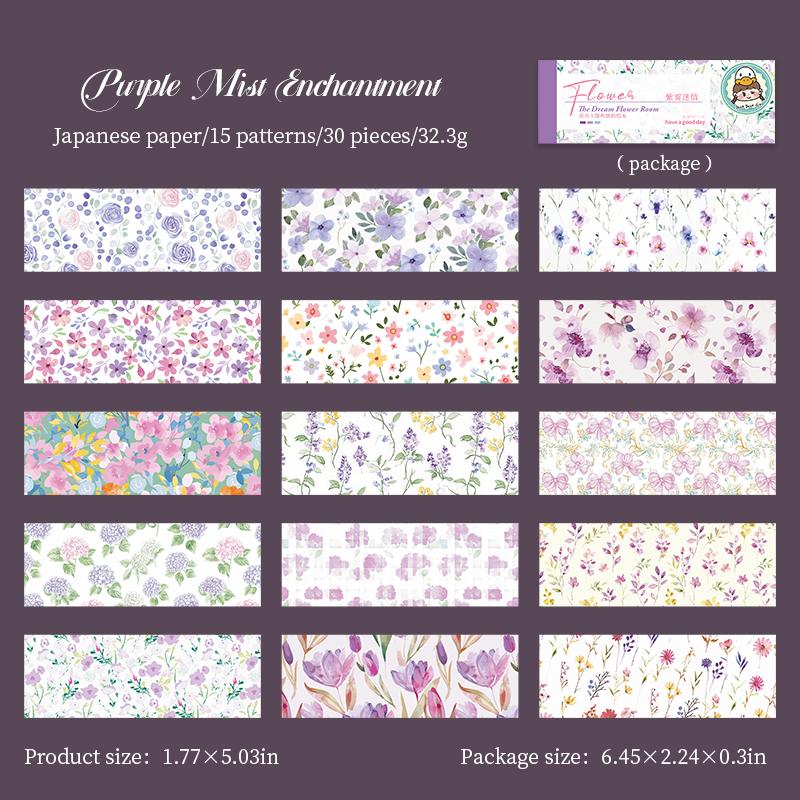 30 листов/книга Длинные наклейки с цветами Наклейки для подарочной упаковки Бумажный материал Ручная работа Аккаунт DIY Пейзаж Коллаж Украшение