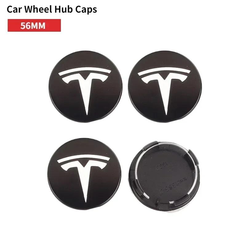 4pcs 56mm for Tesla Car Center Hub Caps Wheel Covers Model 3 Y S X Roadster P75D P85D P90D P100D Badge Exterior Accessorie