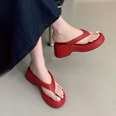 Мода 2025 Новая обувь Женские танкетки Тапочки Туфли Мода Круглый носок Женские танкетки Тапочки Туфли Сандалии Женские Шлепанцы Вьетнамки