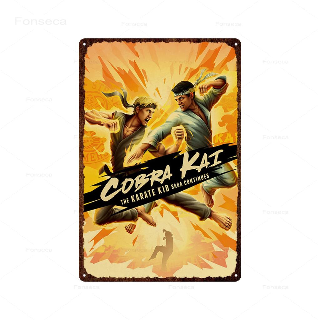 Классический комедийный фильм о кунг-фу. Жестяные таблички с изображением «Кобра Кай» в стиле ретро для украшения бара и дома.