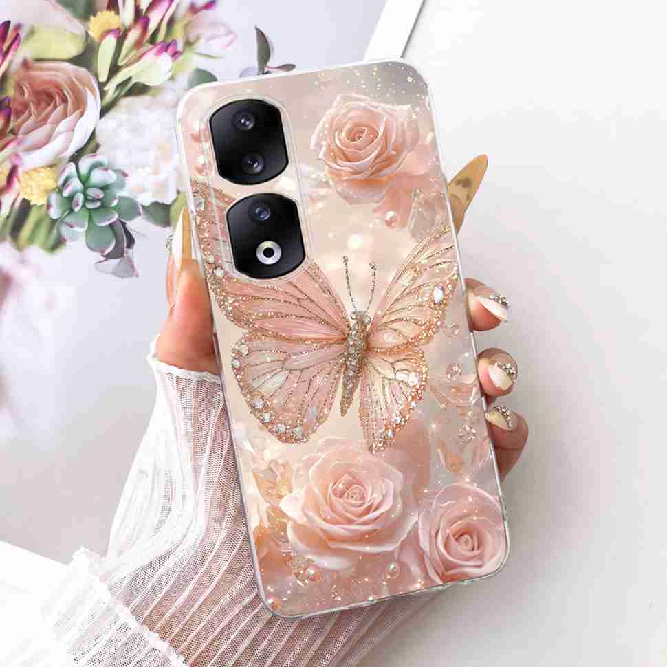 For Honor 90 Pro 5G 6.78" Case Fashion Painted Butterfly Silicone TPU Back Cover For Honor 90Pro 90 PRO 5G REP-AN00 Phone Cases