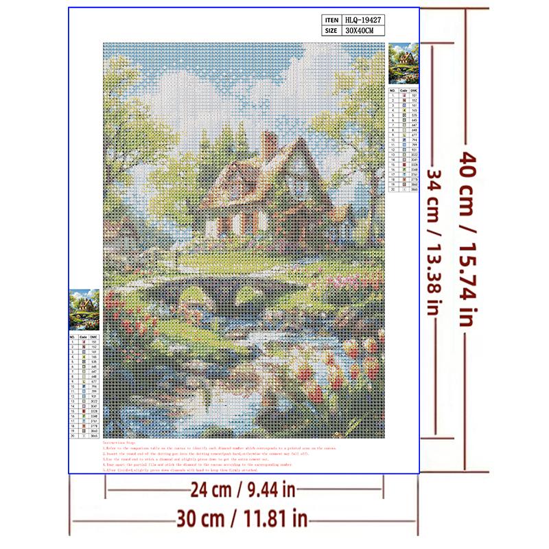 5d DIY Diamond Painting Cross Stitch Garden Cottage Scenery Diamond Embroidery Mosaic Full Round Drill Home Decor