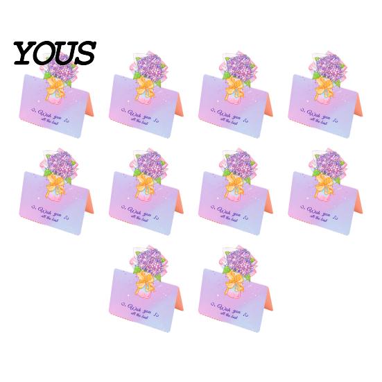 Best Wishes Note Card 10Pcs 3D Bouquet Greeting Card, Thank You Set Folding Floral for Mother's Day Father's Birthday
