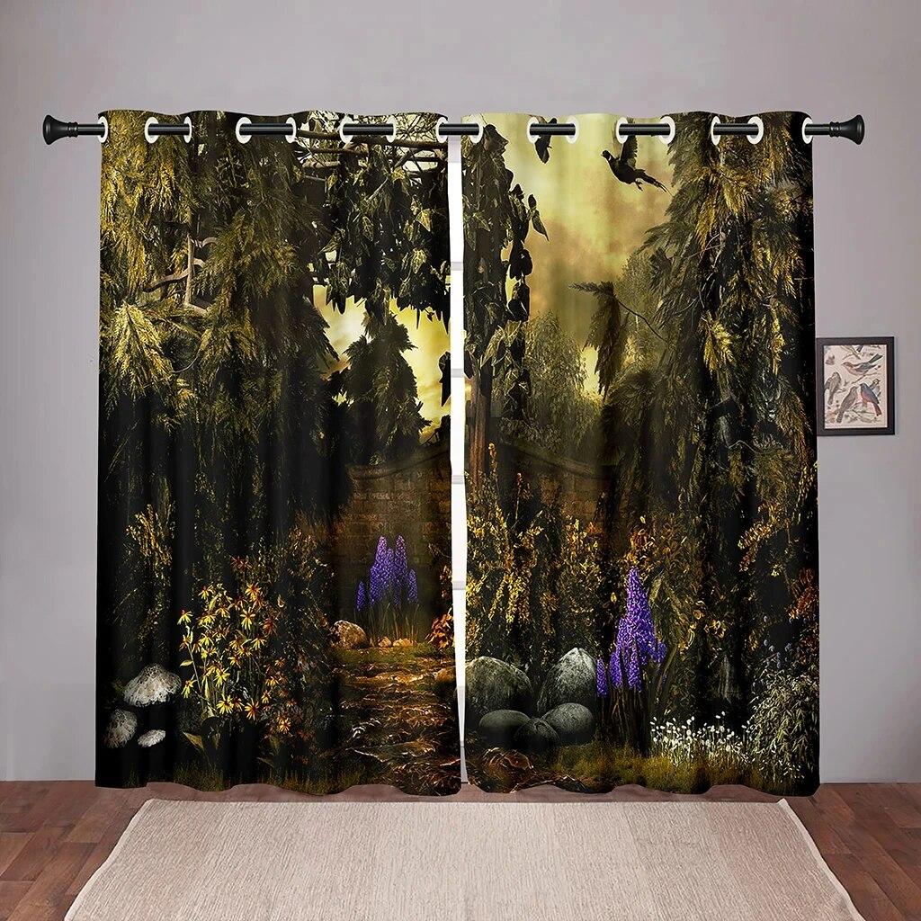 Природа Лес Дерево Листья Плотные Оконные Шторы Для Спальни Гостиная Ванная Комната Кухня Прихожая Высокая Затененность Различные Узоры