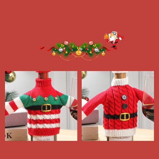 Рождественский чехол для бутылки вина, вязаный рождественский свитер для бутылки с шапкой Санты для бутылок вина, шампанского, пива, праздничное украшение для вечеринки