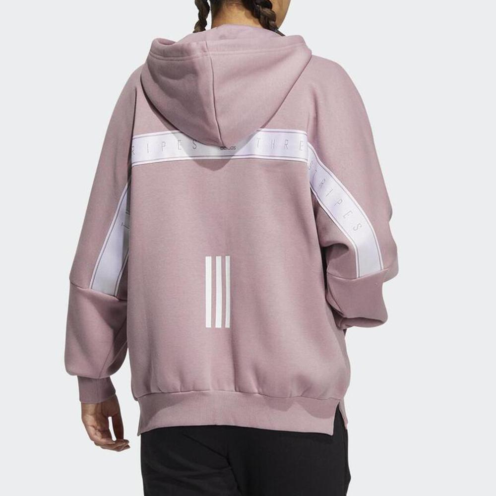 adidas Худи с полосатой нашивкой-логотипом, женское, с длинным рукавом, повседневное, спортивное, волшебный фиолетово-розовое, верхняя одежда HM2811