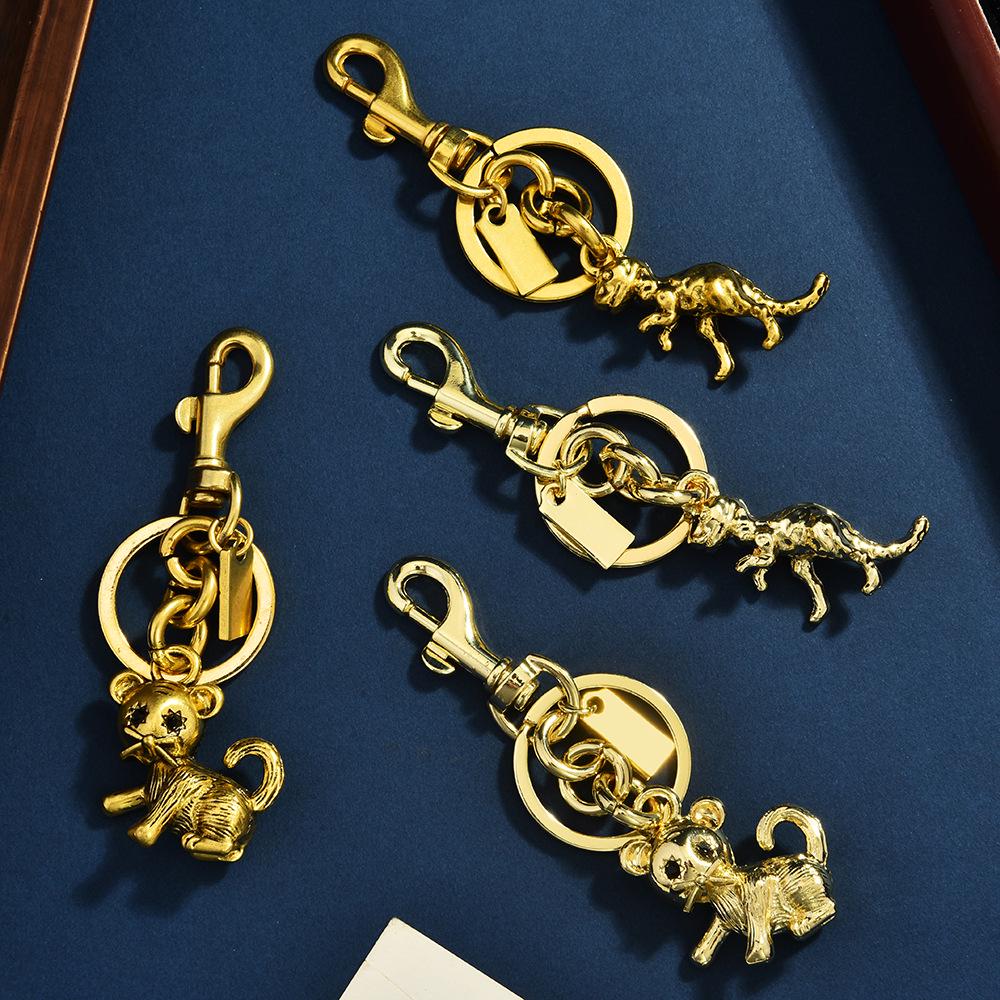 3D Металлический брелок с кошкой и динозавром - Рекламный подарок, подвеска для ключей