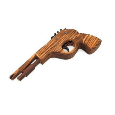 Пистолет Woodiness Hit с резиновой струной и эластичным номером, маленькая деревянная рукоятка с двойной трубкой, короткие пистолеты, ностальгия