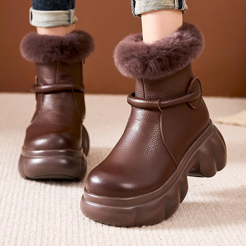GKTINOO 2024 Зимние теплые женские ботинки из кроличьего меха, удобные женские ботильоны на толстой подошве, повседневные короткие ботинки на плоской платформе