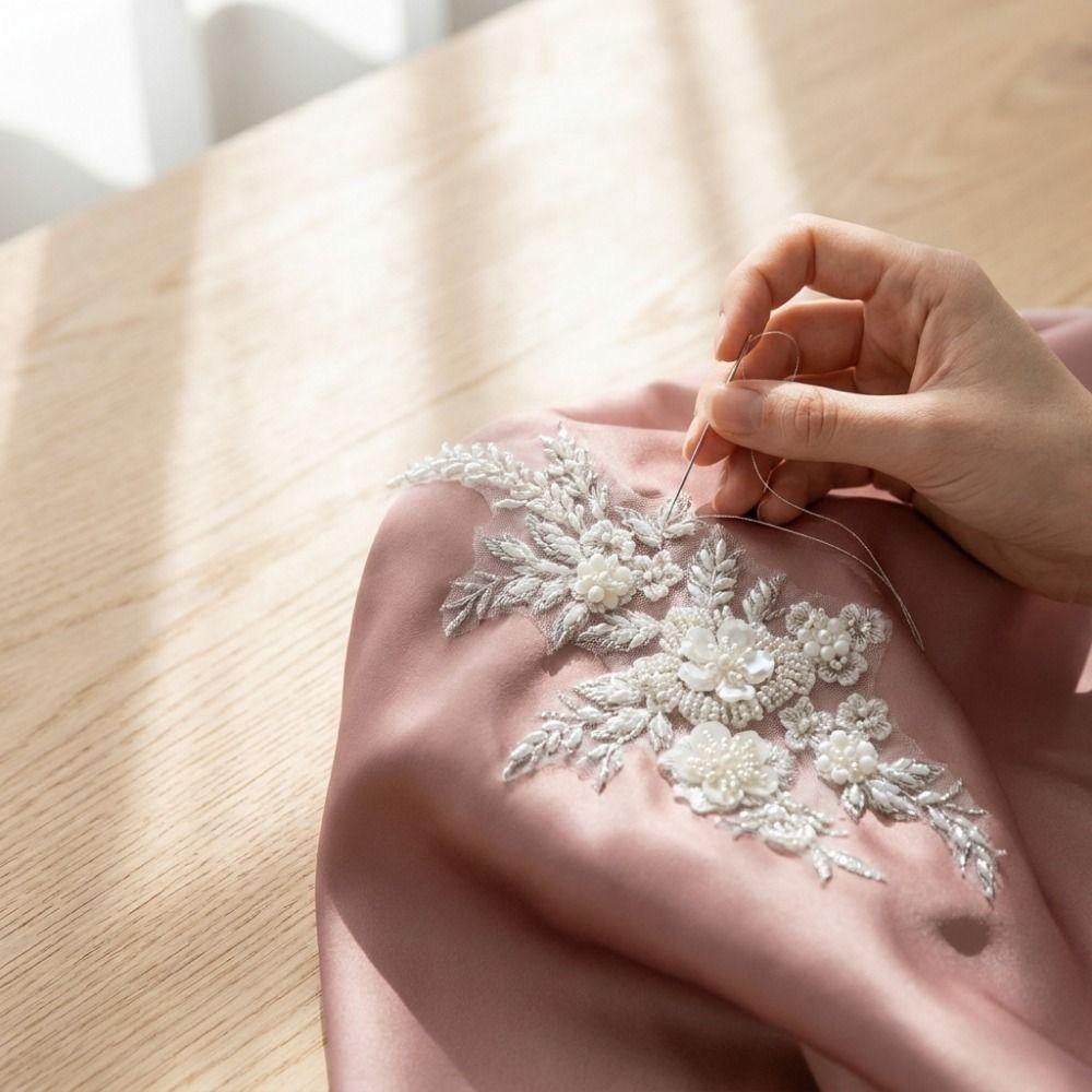 Beaded Lace Sequin Embroidery Patches Mesh Fabric Iron on Floral Patches Beaded Applique