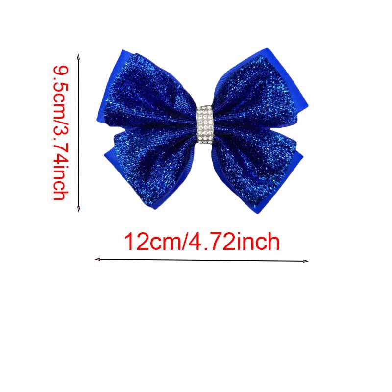 European Style Kids Sequin Bow Hair Clip with Rhinestones - Shiny Double Layer Accessory