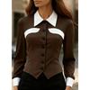 Women’s Commuter-Style Colour-Blocked, Fitted, Versatile and Slimming Long-Sleeved Shirt