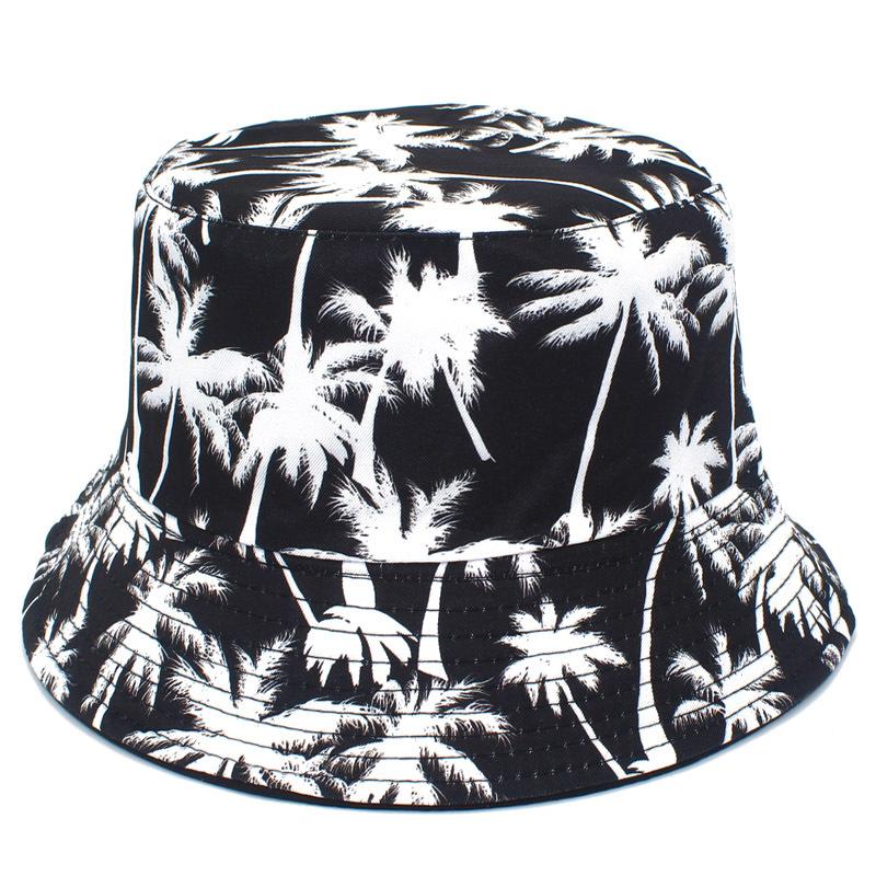 Beach Coconut Tree Print Bucket Hat Unisex Fisherman Caps for Men's and Women's Summer Outdoor Sunscreen Fashion Decorate Panama
