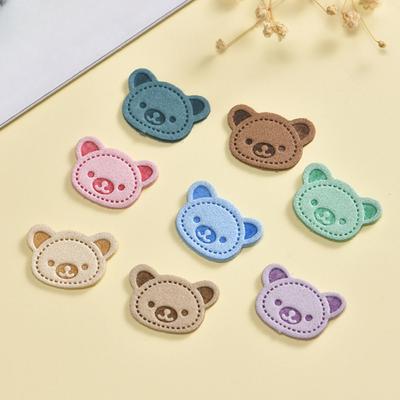 10 шт./20 шт. красочная одежда, круглая кожаная бирка с медведем, тисненая кожаная этикетка, одежда, обувь и шапки, аксессуары