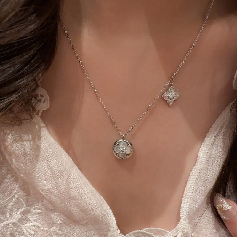 Ретро китайский стиль, полностью инкрустированный бриллиантами, кулон в виде цветка-четырехлистника из белого перламутра, ожерелье, браслет, изысканный набор высокого класса