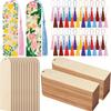 60pcs Unfinished Wooden Blank Bookmarks DIY Wooden Craft Bookmarks Wooden Laser Cut Wooden Hangers Wooden Tags (30 Bookmarks 30 Tassels)