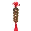 "4.2CM Copper Five Emperors Coin Car Pendant with Red Chinese Knot"