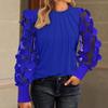 Женские топы с круглым вырезом, сетчатые, с ажурными буфами, с длинными рукавами, однотонные, универсальные, стильные, блузки