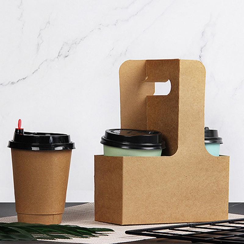 10 шт. Портативный подарочный пакет для цветов Крафт-бумажный держатель Кофе Цветочный торт Десерт Упаковочная коробка Фото Сувенир Переноска для напитков с ручкой