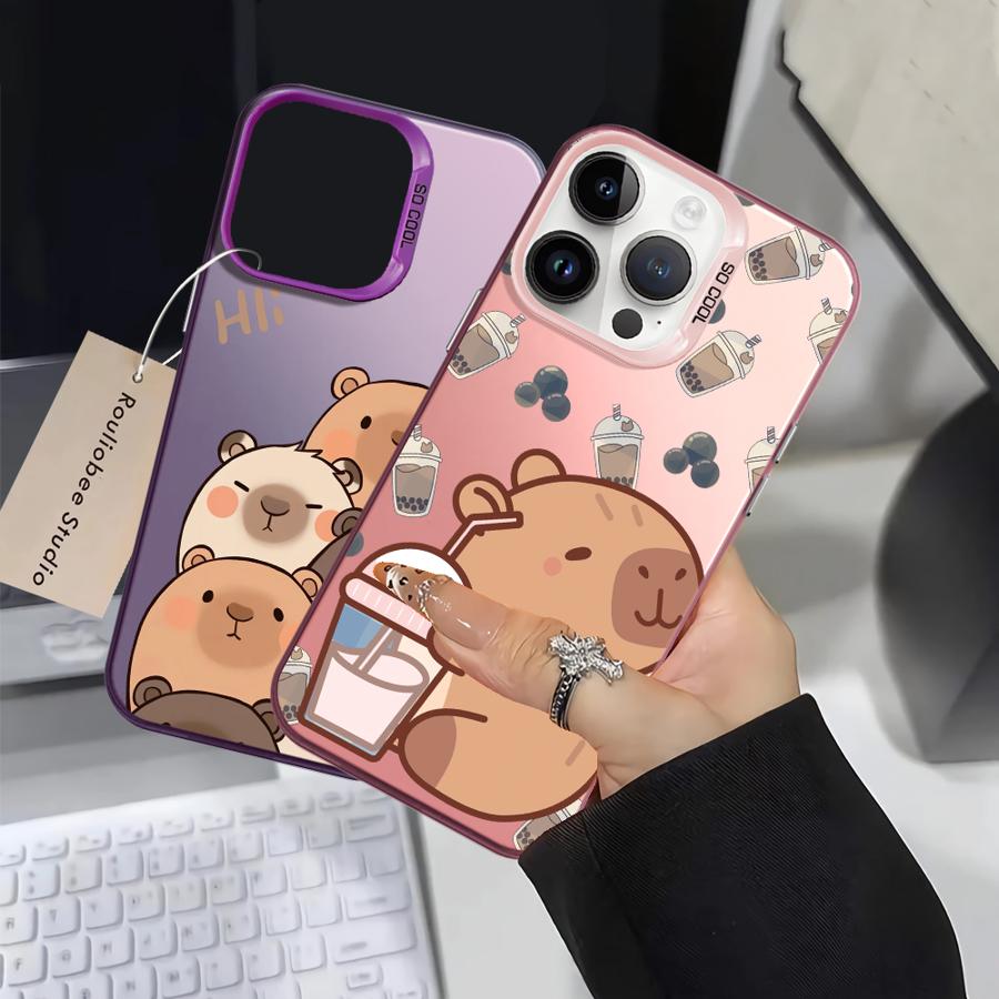Чехол для iPhone 17 Pro Max 14 15 Plus XS 13 Pro 16 11 12 XR Air Задняя крышка телефона Мультяшная Милая Капибара