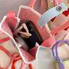 Women Cartoon Knitted Handheld Outdoor Crossbody Bag Leisure Cute Inclined Shoulder Bags Snap Button Mobile Phone Bags