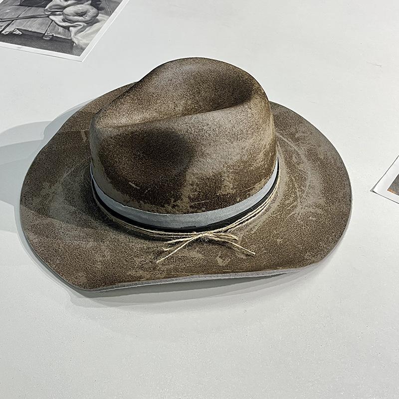 Hot-selling warped edge pure wool felt hat fashionable old wind sheep felt hat