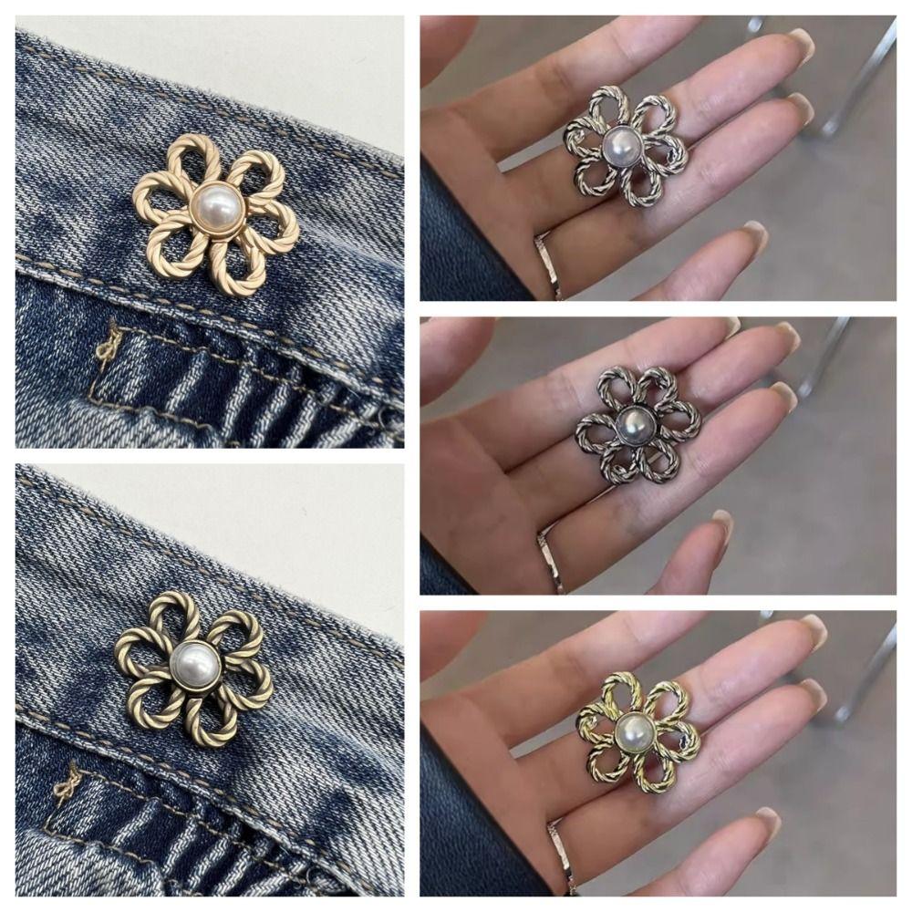 Button Clasps Flower Pants Button Tightener Zinc Zinc Alloy Jean Buttons for Loose Jeans Party