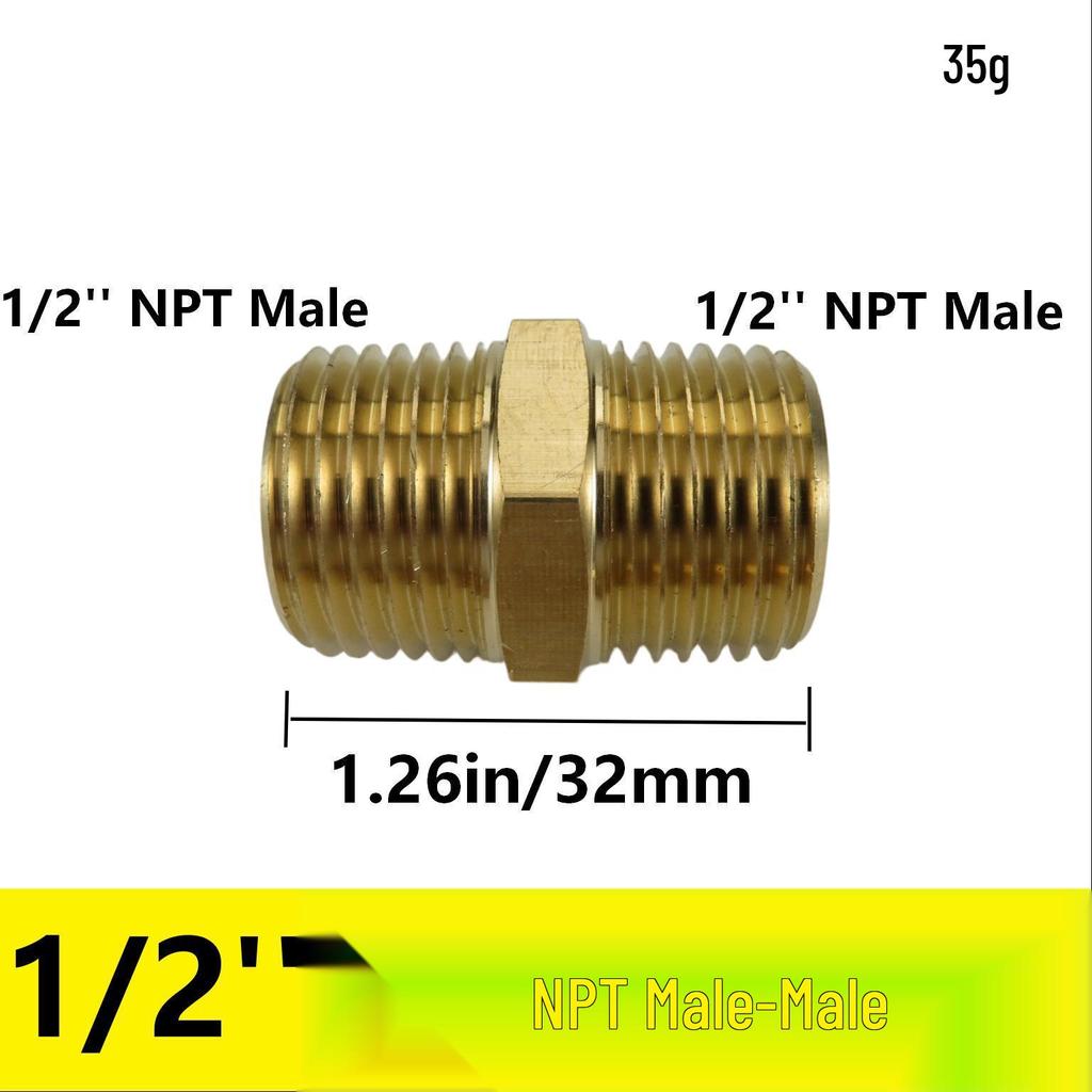Латунный переходник для трубы, наружная резьба NPT 1/2", шестигранник 1", наружная резьба NPT