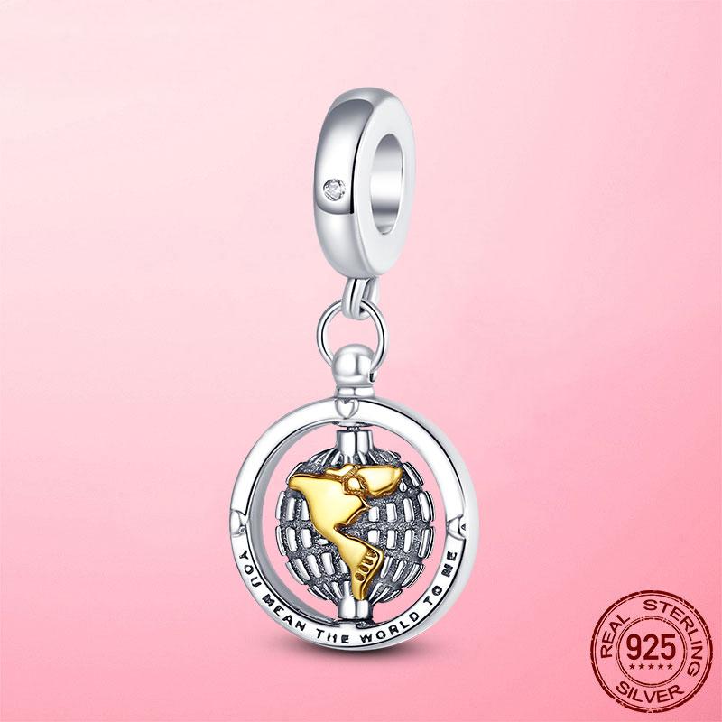 Горячая подвеска в виде сердца в виде компаса, подвеска в виде бусины, серебряная подвеска 925 пробы, оригинальный браслет MULA, сделай сам для изготовления ювелирных изделий