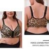 European and American Fashion Leopard Print Underwear Adjustable Straps Front Buckle Large Size Bra