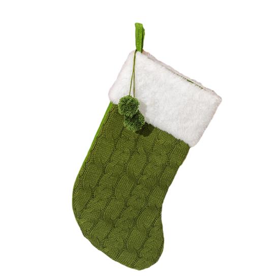 Рождественские чулки 17 дюймов Большие Вязаные Каминные Подвесные Чулки с Белой Манжетой из Искусственного Меха для Украшения Рождественской Вечеринки