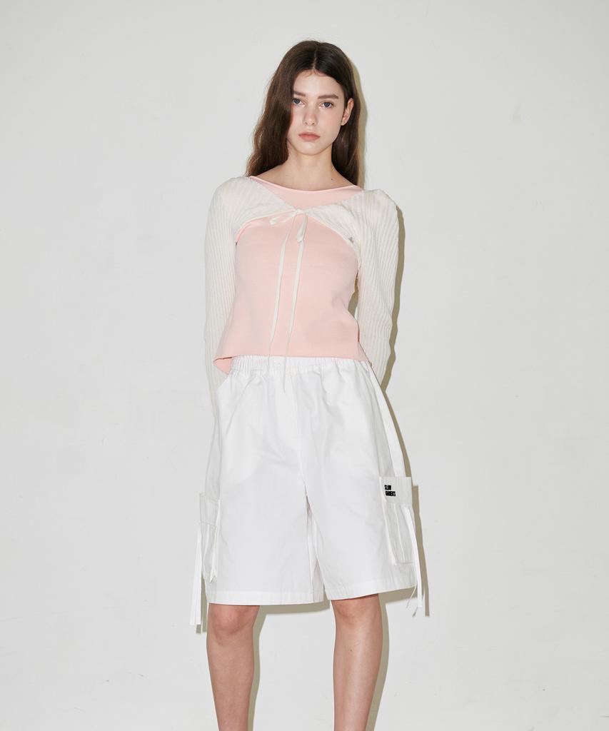 SLLOW GARMENTS Ribbon Cargo Shorts - White