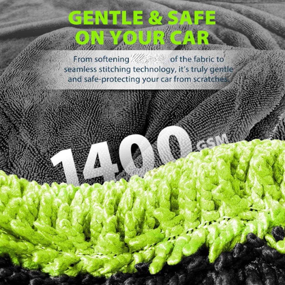 Профессиональное полотенце из микрофибры 1400 г/м² для сушки и детализации автомобиля. Очень большой, ультратолстый и чрезвычайно впитывающий для внедорожника, грузовика