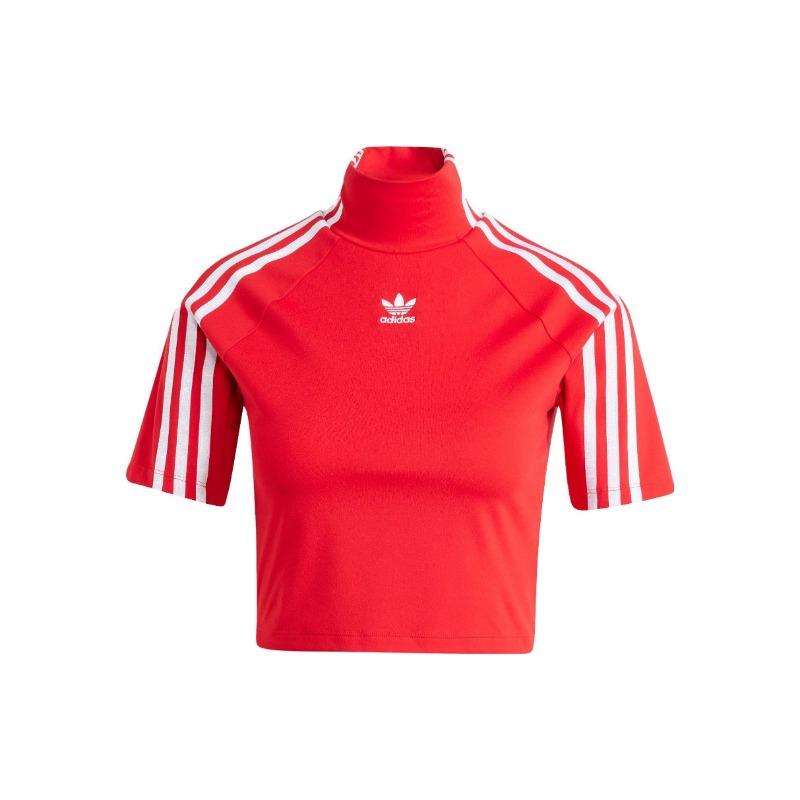 adidas Женская укороченная футболка Originals с воротником-стойкой, облегающая, с коротким рукавом IV9320