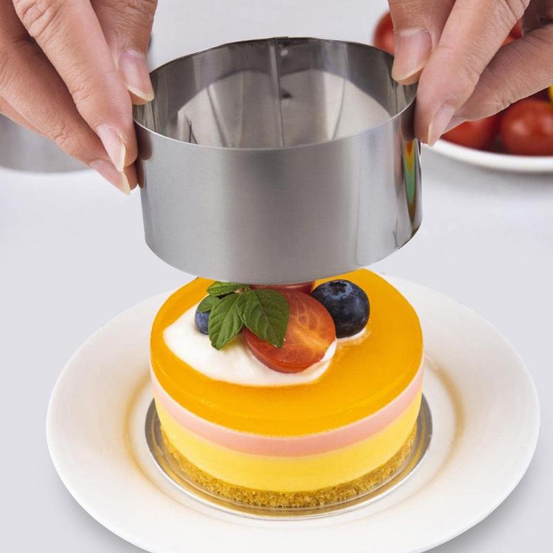 Круглая регулируемая форма для торта из нержавеющей стали, выдвижное кольцо для муссового торта, легко снимаемое кольцо для выпечки