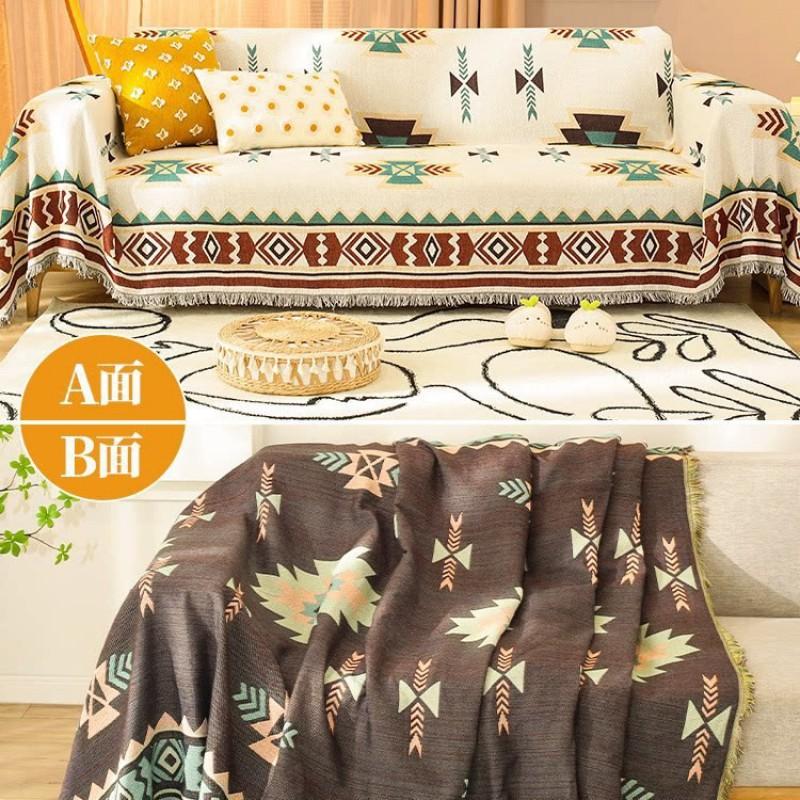 Cartoon Sofa Throw Cover Universal Fit All-Season Knitted Jacquard Blanket Living Room Bedroom Pet-Resistant